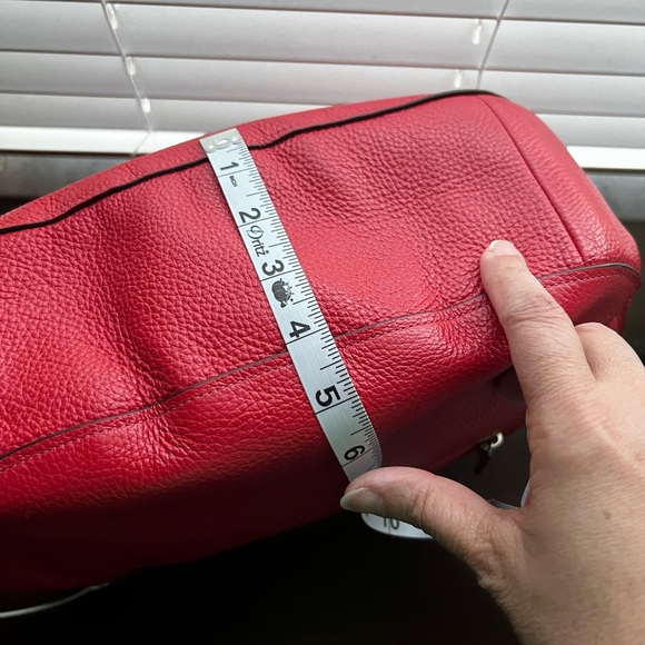 Coach Red Pebbled Leather Shoulder Hobo with Silver Hardware - Picture 11 of 11